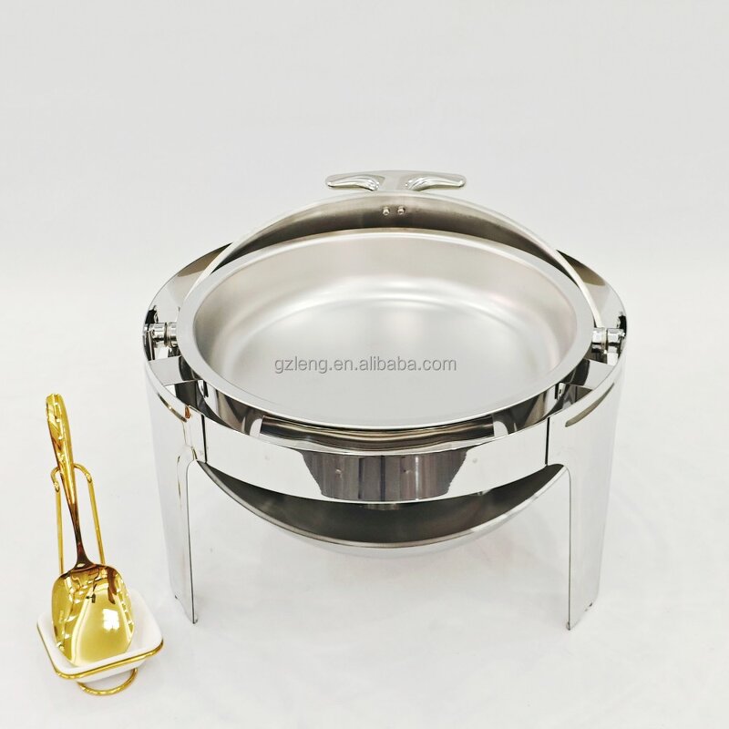 Roll Top Silver Chafing Dish Manufacturer - Durable Stainless Steel Buffet Food Warmer Round for Wedding & Banquet