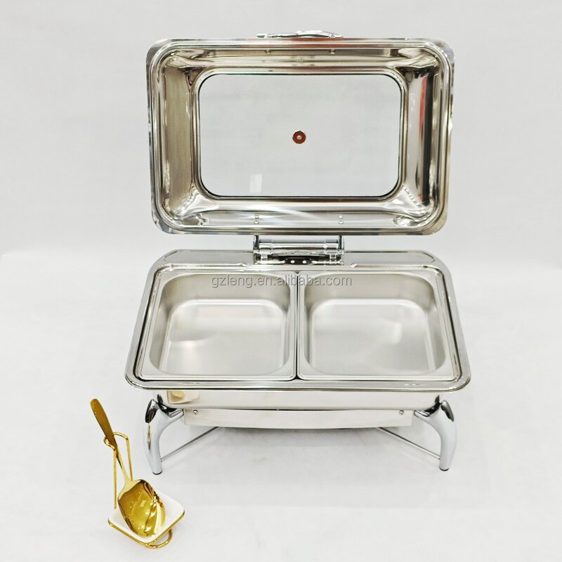 Stainless Steel Chafing Dishes Manufacturer - Hotel Restaurant Modern 9L Buffet Catering Smooth Hydraulic Food Warmer Fuel Heating