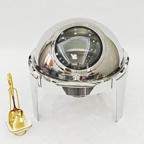 Roll Top Silver Chafing Dish Manufacturer - Durable Stainless Steel Buffet Food Warmer Round for Wedding & Banquet