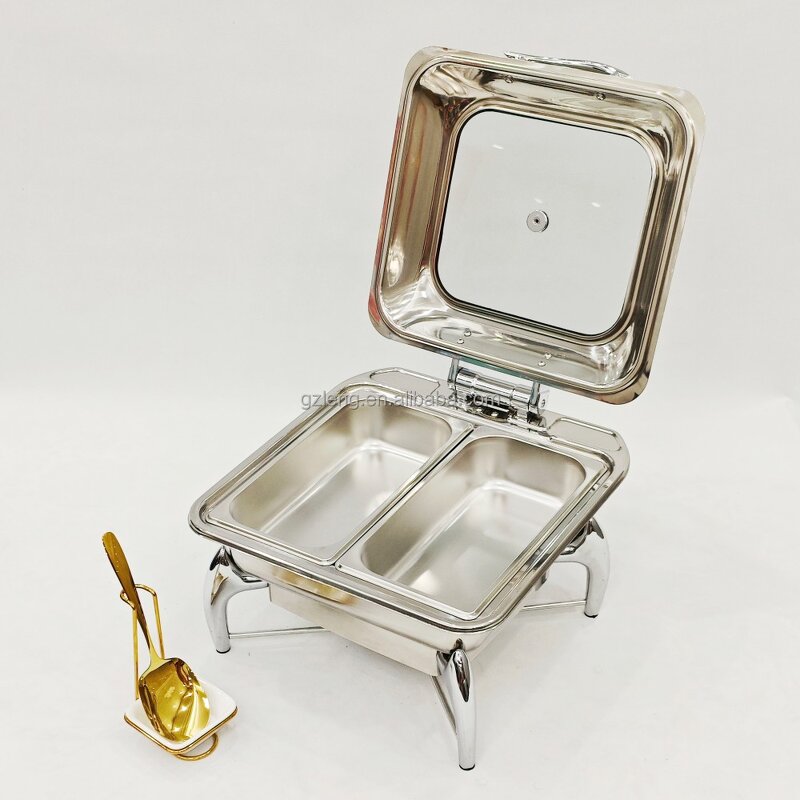 Silver Stainless Steel Chafing Dishes Manufacturer - New Design 6L Modern Hydraulic Buffet Catering Server Luxury
