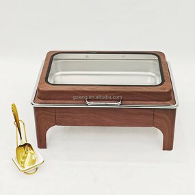 Square Stainless Steel Chafing Dish Manufacturer - Family Gathering Retro 9L for Hotel Food Warming & Wedding Ceremonies Fuel Heating