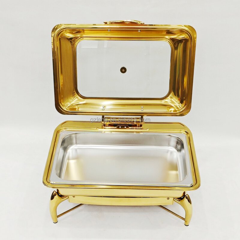 Stainless Steel Chafing Dish Manufacturer - Modern Luxury 9L Durable Buffet Set Large Capacity with Cover Window Fuel Heating for Catering