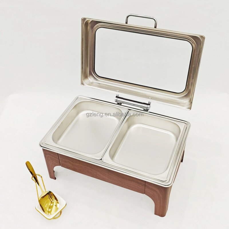 Square Stainless Steel Chafing Dish Manufacturer - Family Gathering Retro 9L for Hotel Food Warming & Wedding Ceremonies Fuel Heating