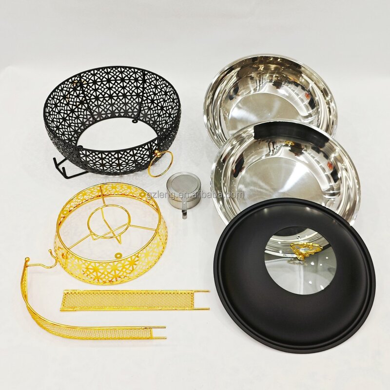 Luxury Hanging Chafing Dish Set Manufacturer - Royal Hotel Restaurant Stainless Steel Black & Gold Chef Dish for Catering Equipment