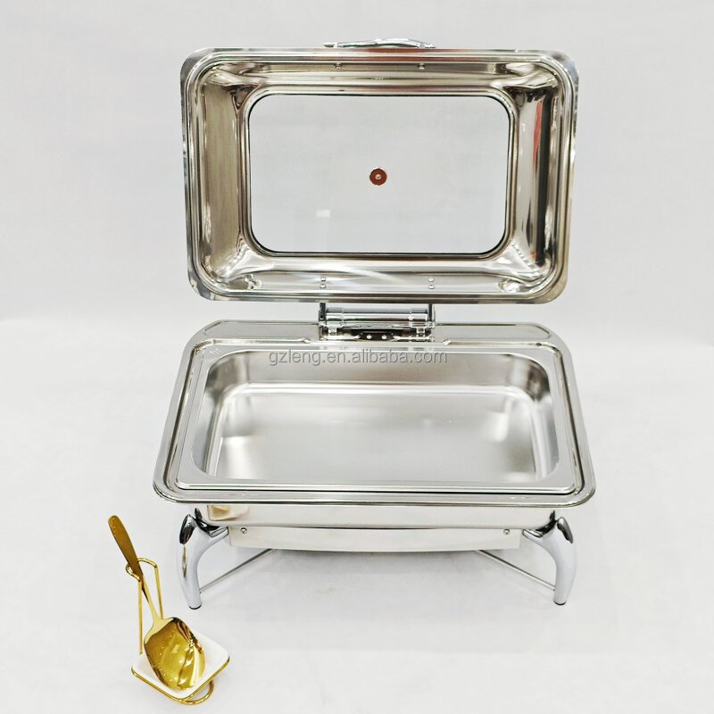 Stainless Steel Chafing Dishes Manufacturer - Hotel Restaurant Modern 9L Buffet Catering Smooth Hydraulic Food Warmer Fuel Heating