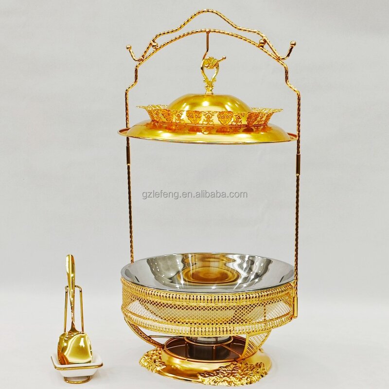 Gold Round Chaffing Dishes Manufacturer - Royal Customized Chafing Dish for Exclusive Hotel Party Set Stainless Steel Food Warmer