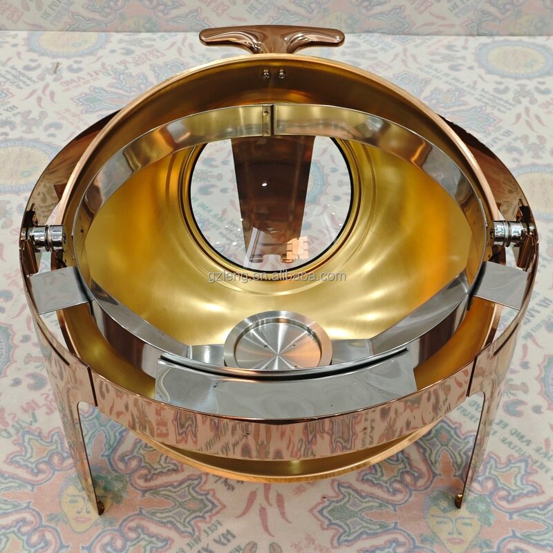Rose Gold Chafing Dish Manufacturer - Hotel & Party Food Warmer Luxury Display Stainless Steel Round Unique for Catering