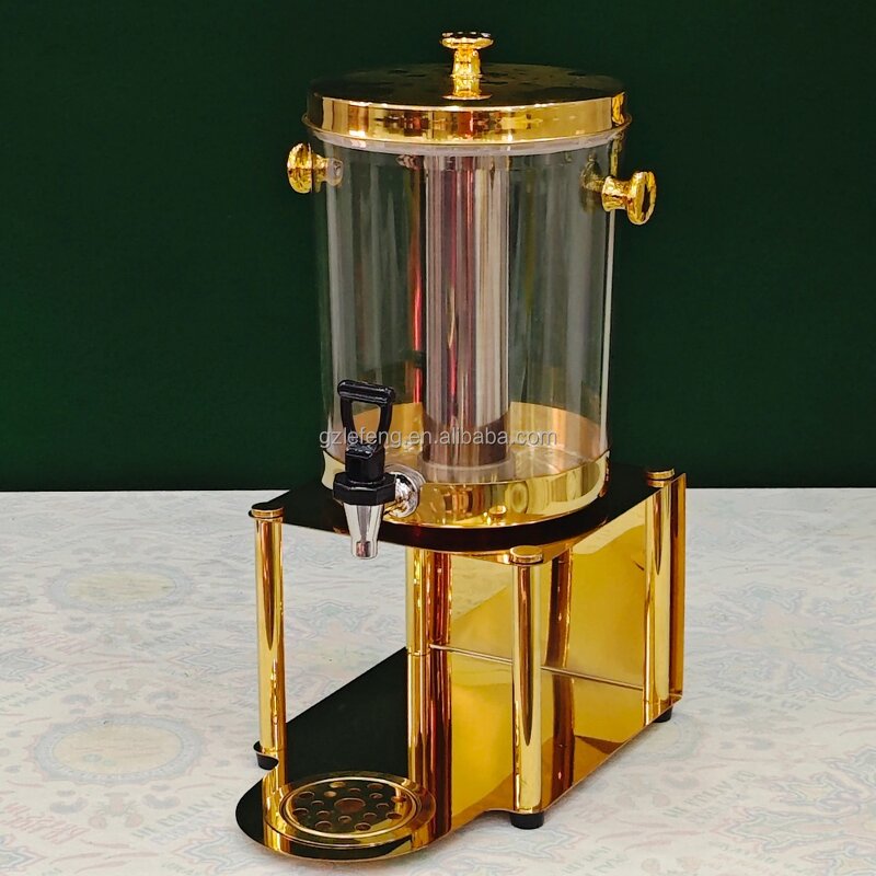 Gold Stainless Steel Drinks Dispenser Manufacturer - Luxury 8L Modern Style Hotel Restaurant Buffet Juice & Beverage