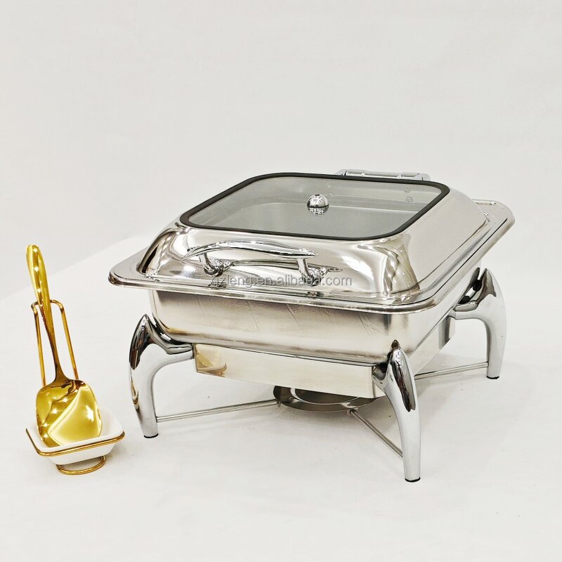 Silver Stainless Steel Chafing Dishes Manufacturer - New Design 6L Modern Hydraulic Buffet Catering Server Luxury