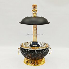 Luxury Hanging Chafing Dish Set Manufacturer - Royal Hotel Restaurant Stainless Steel Black & Gold Chef Dish for Catering Equipment