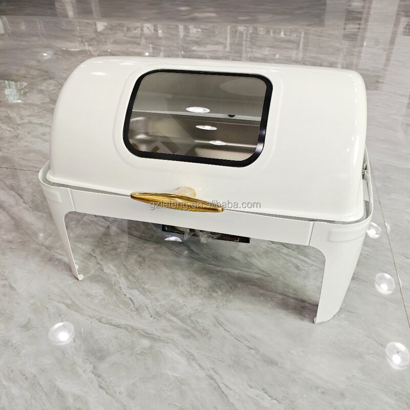 White Gold Rectangle Chafing Dishes Manufacturer - Durable 9L Luxury Buffet Set Fuel Heating New Design Wedding Catering Stainless Steel