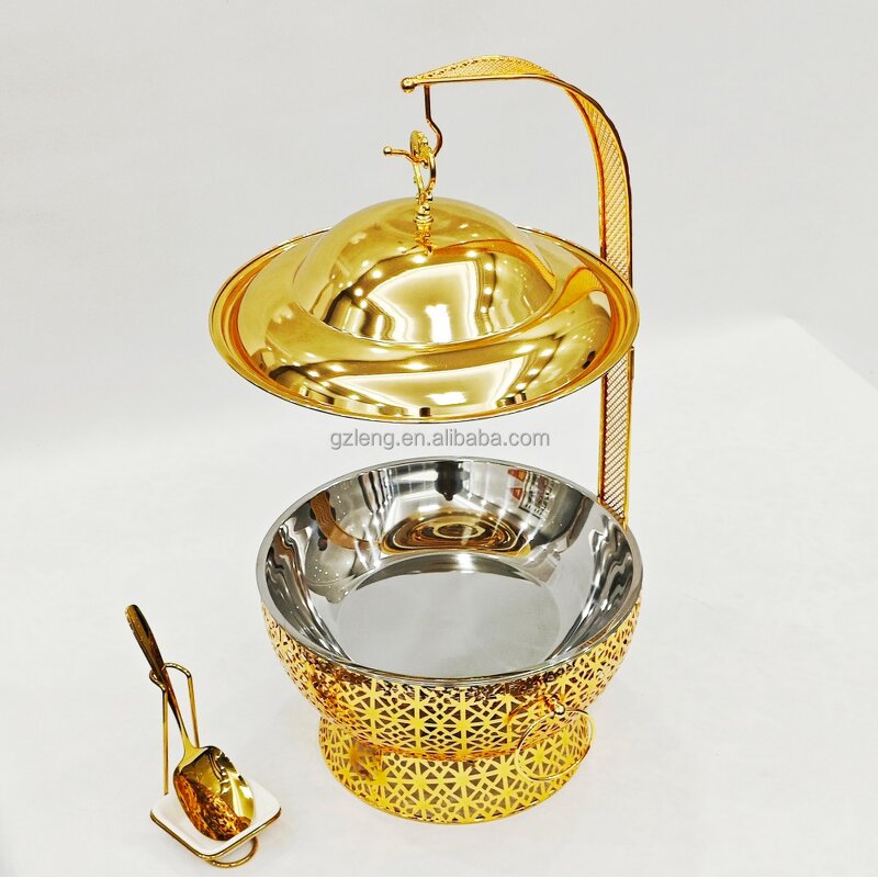 Stainless Steel Gold Chafing Dish Manufacturer - Practical & Beautiful 8L for Hotel Catering Fuel Heating Buffet Stove Food Warmer