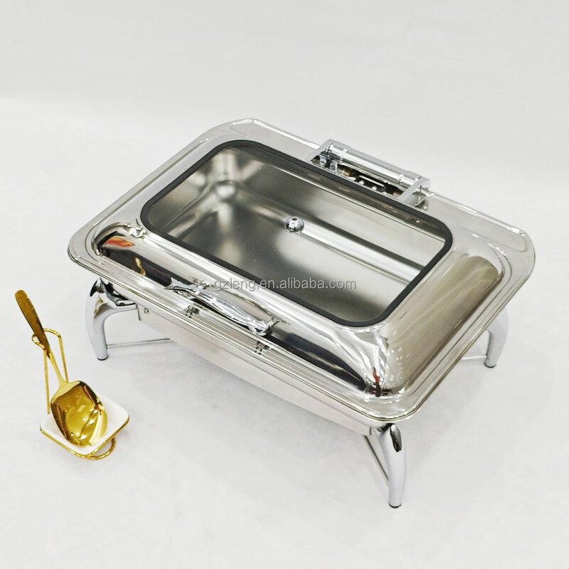 Stainless Steel Chafing Dishes Manufacturer - Hotel Restaurant Modern 9L Buffet Catering Smooth Hydraulic Food Warmer Fuel Heating