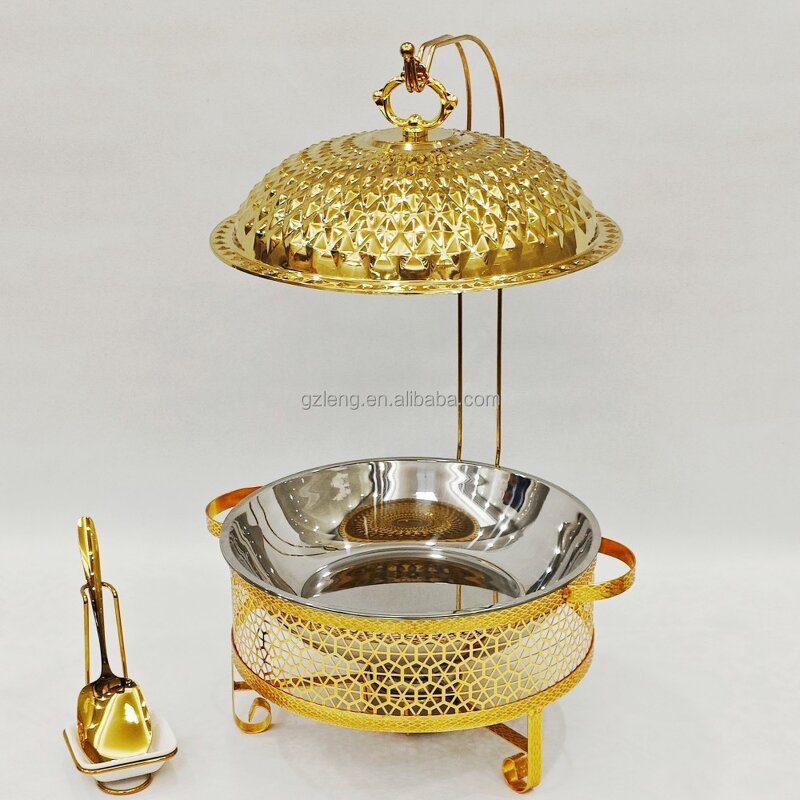 Golden Buffet Set Manufacturer - Factory Supplies Diamond Suspender Lace Furnace With Hanger Food Warmer Chafing Dish with Hanging Lid