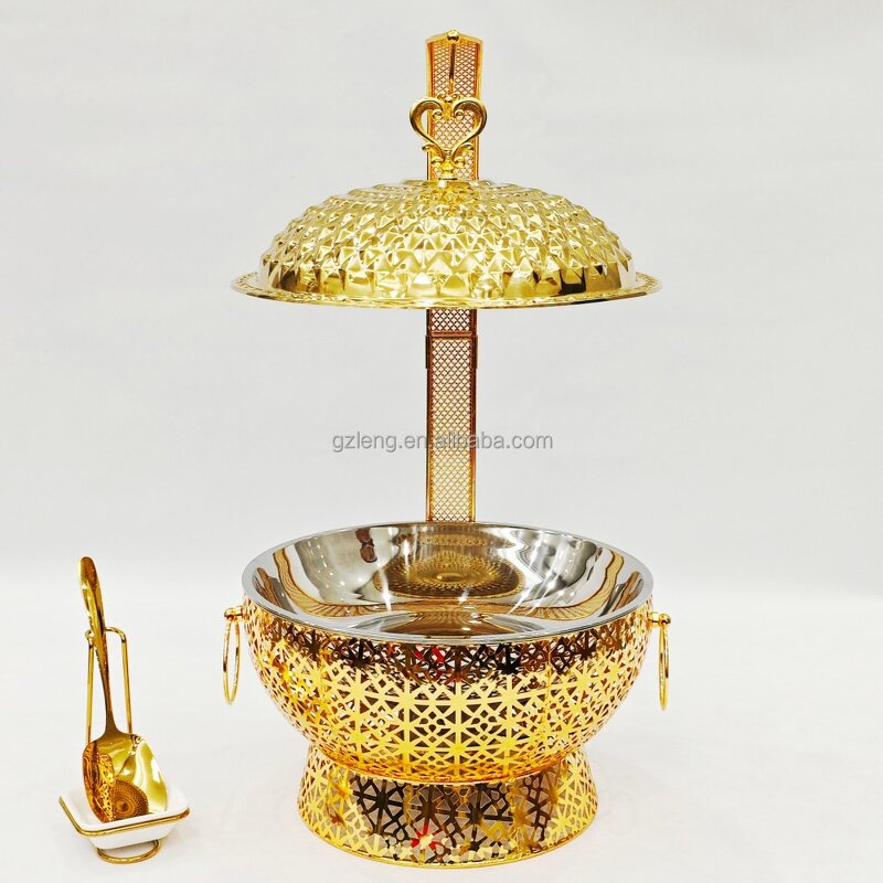 Gold Chafing Dish Manufacturer - Hot Sale Luxury 8L Buffet Set for Hotels Catering Events New Design Hanging Fuel Heating