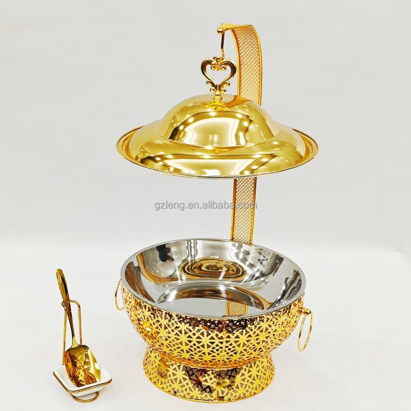 Stainless Steel Gold Chafing Dish Manufacturer - Practical & Beautiful 8L for Hotel Catering Fuel Heating Buffet Stove Food Warmer