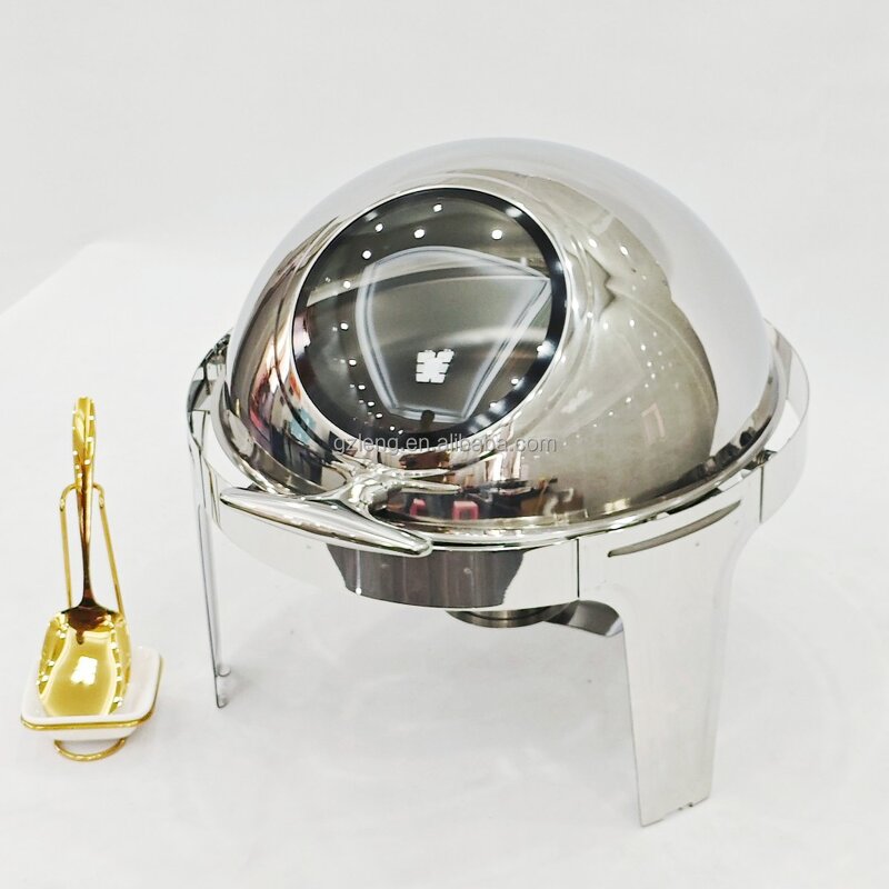 Roll Top Silver Chafing Dish Manufacturer - Durable Stainless Steel Buffet Food Warmer Round for Wedding & Banquet