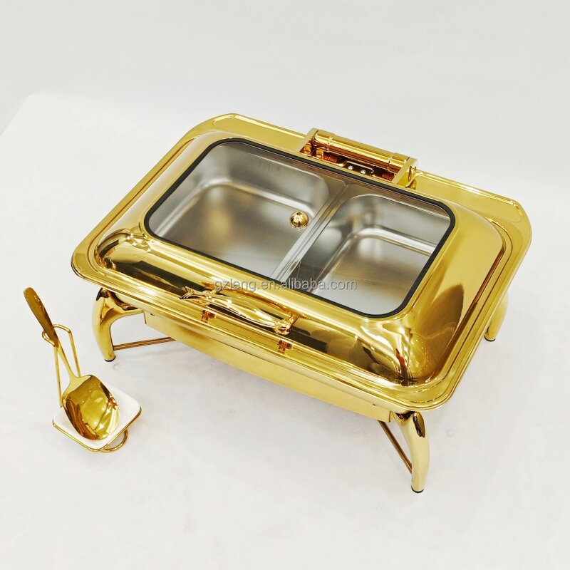 Stainless Steel Chafing Dish Manufacturer - Modern Luxury 9L Durable Buffet Set Large Capacity with Cover Window Fuel Heating for Catering