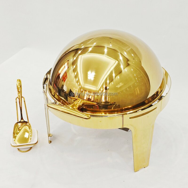 Round Gold Hotel Chafing Dish Manufacturer - Stainless Steel Unique Fuel Heating Display Food Warmer for Weddings & Banquets