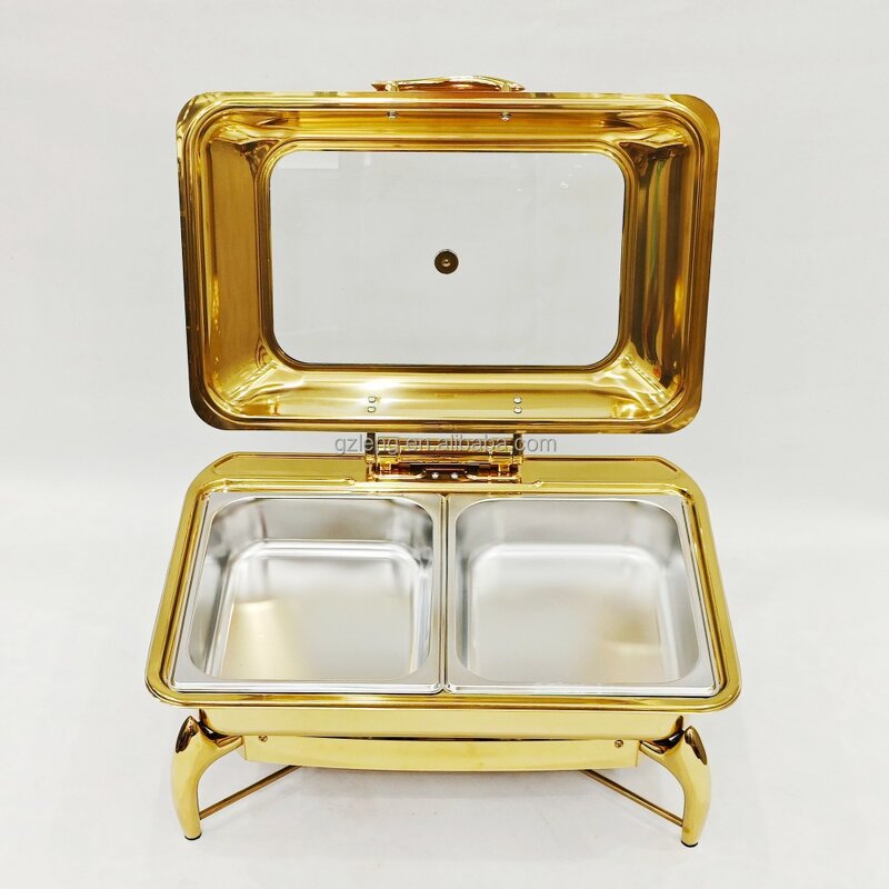 Stainless Steel Chafing Dish Manufacturer - Modern Luxury 9L Durable Buffet Set Large Capacity with Cover Window Fuel Heating for Catering