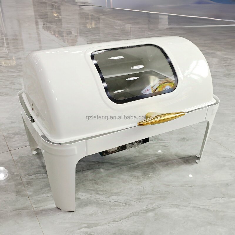 White Gold Rectangle Chafing Dishes Manufacturer - Durable 9L Luxury Buffet Set Fuel Heating New Design Wedding Catering Stainless Steel