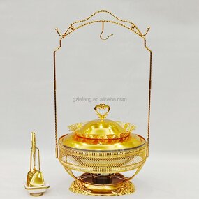 Gold Round Chaffing Dishes Manufacturer - Royal Customized Chafing Dish for Exclusive Hotel Party Set Stainless Steel Food Warmer