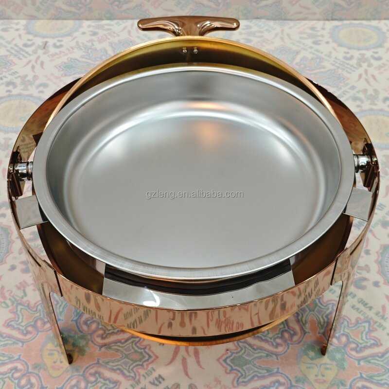 Rose Gold Chafing Dish Manufacturer - Hotel & Party Food Warmer Luxury Display Stainless Steel Round Unique for Catering