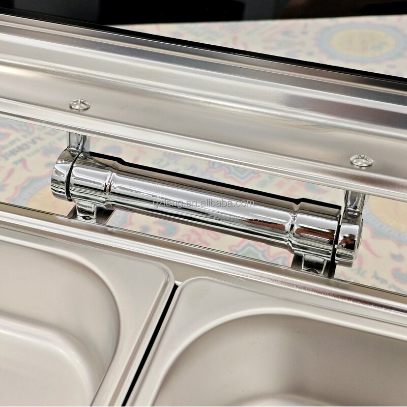 Silver Catering Chafing Dish Manufacturer - Stainless Steel Luxury 9L Wedding Buffet Server with Food Warmer Hotel Usage Fuel Heating