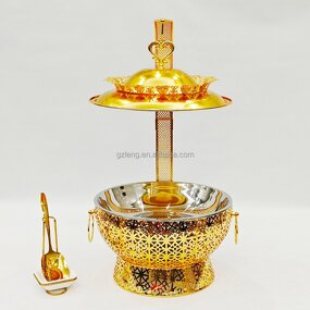 Gold Stainless Steel Chafing Dish Manufacturer - Indian 8L Capacity Accept Customize LOGO Food Warmer