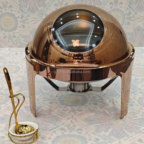 Rose Gold Chafing Dish Manufacturer - Hotel & Party Food Warmer Luxury Display Stainless Steel Round Unique for Catering