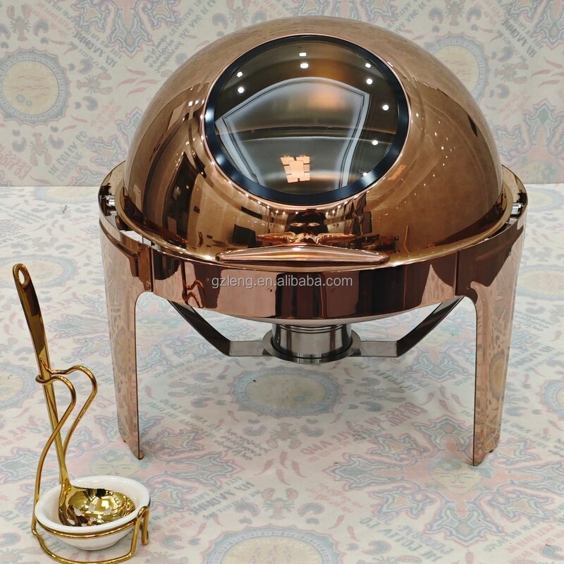 Rose Gold Chafing Dish Manufacturer - Hotel & Party Food Warmer Luxury Display Stainless Steel Round Unique for Catering