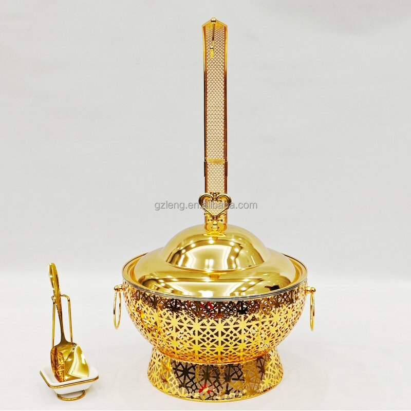 Stainless Steel Gold Chafing Dish Manufacturer - Practical & Beautiful 8L for Hotel Catering Fuel Heating Buffet Stove Food Warmer