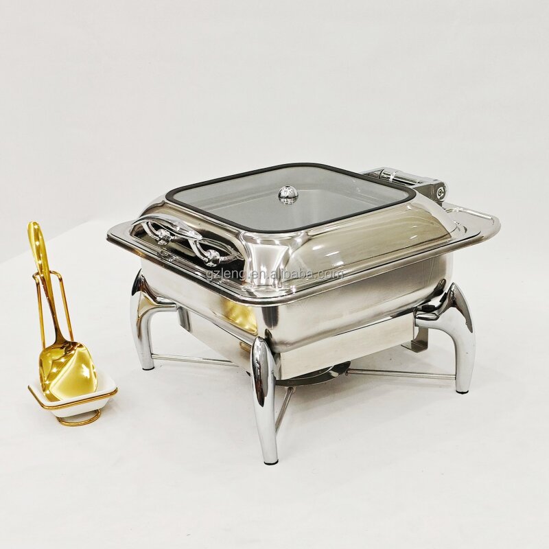 Silver Stainless Steel Chafing Dishes Manufacturer - New Design 6L Modern Hydraulic Buffet Catering Server Luxury