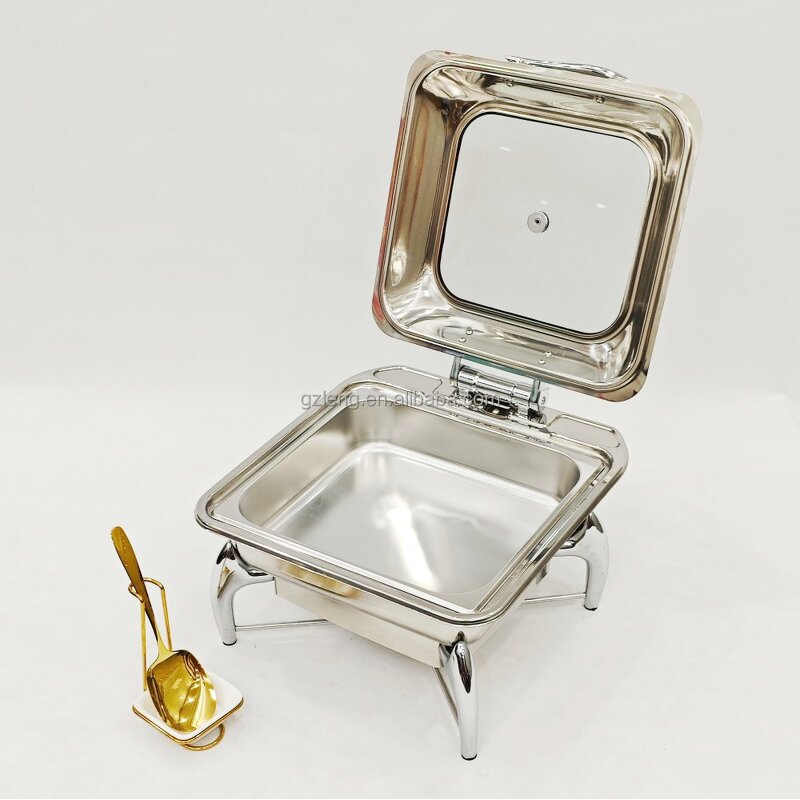 Silver Stainless Steel Chafing Dishes Manufacturer - New Design 6L Modern Hydraulic Buffet Catering Server Luxury