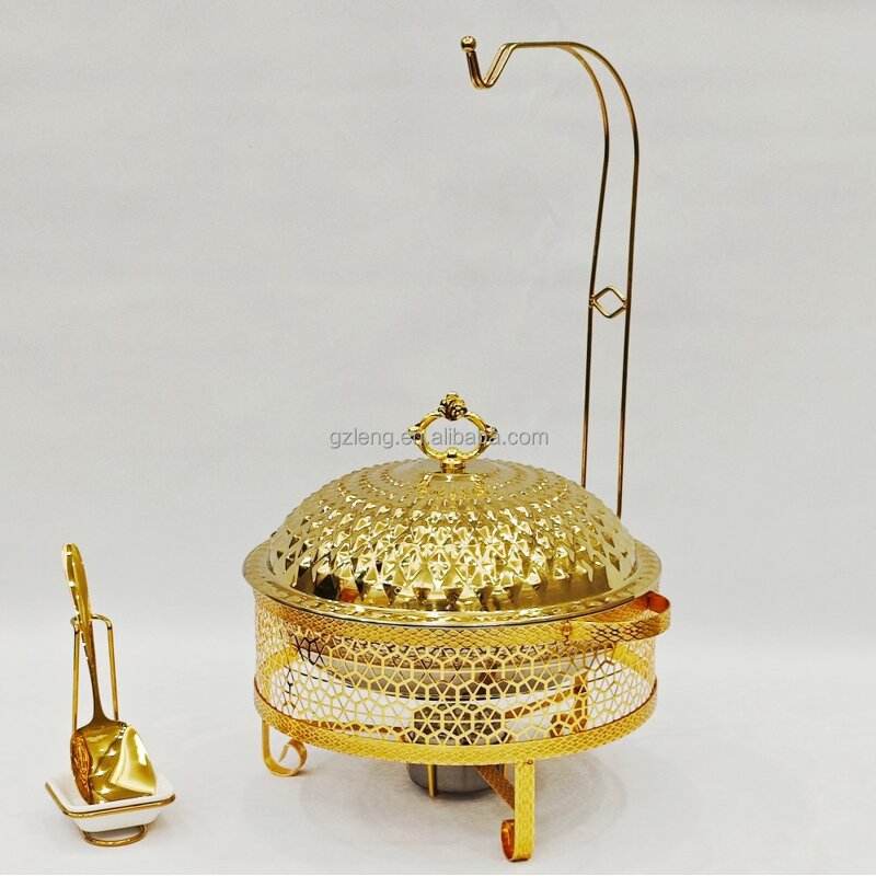 Golden Buffet Set Manufacturer - Factory Supplies Diamond Suspender Lace Furnace With Hanger Food Warmer Chafing Dish with Hanging Lid