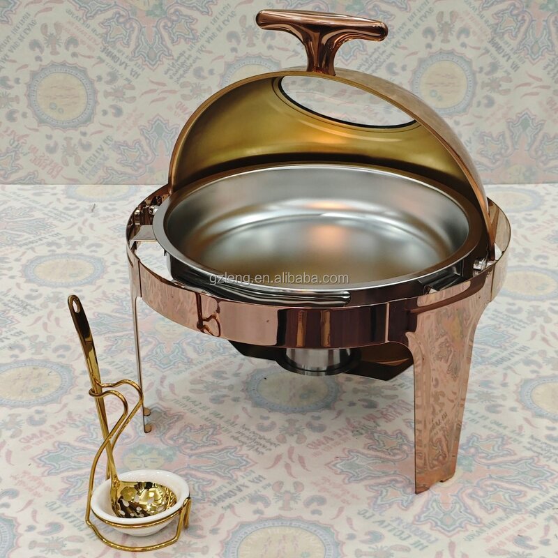 Rose Gold Chafing Dish Manufacturer - Hotel & Party Food Warmer Luxury Display Stainless Steel Round Unique for Catering