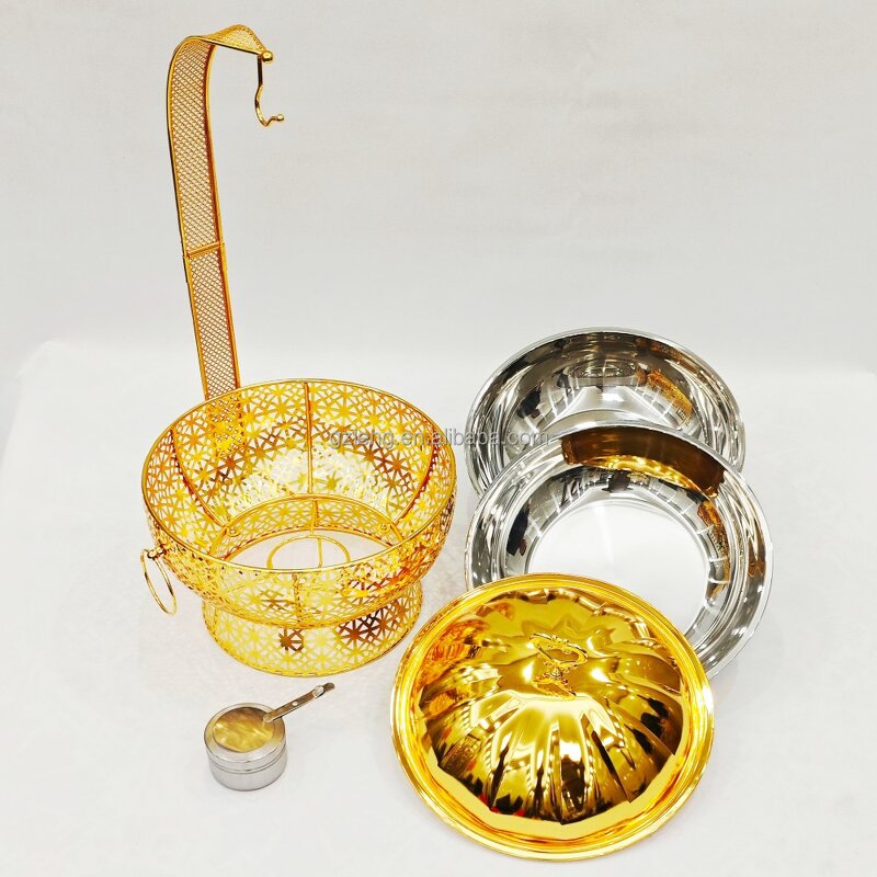 Round Stainless Steel Chafing Dish Manufacturer - Luxury Hotel & Restaurant Supplies Fuel-Heated Food Warmer Gold for Catering & Buffets