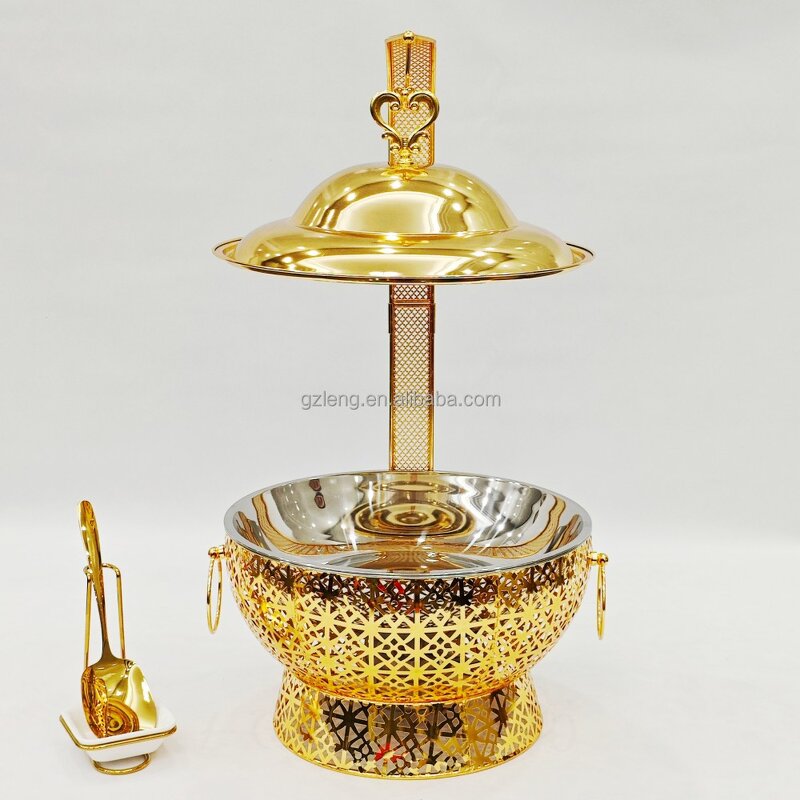Stainless Steel Gold Chafing Dish Manufacturer - Practical & Beautiful 8L for Hotel Catering Fuel Heating Buffet Stove Food Warmer