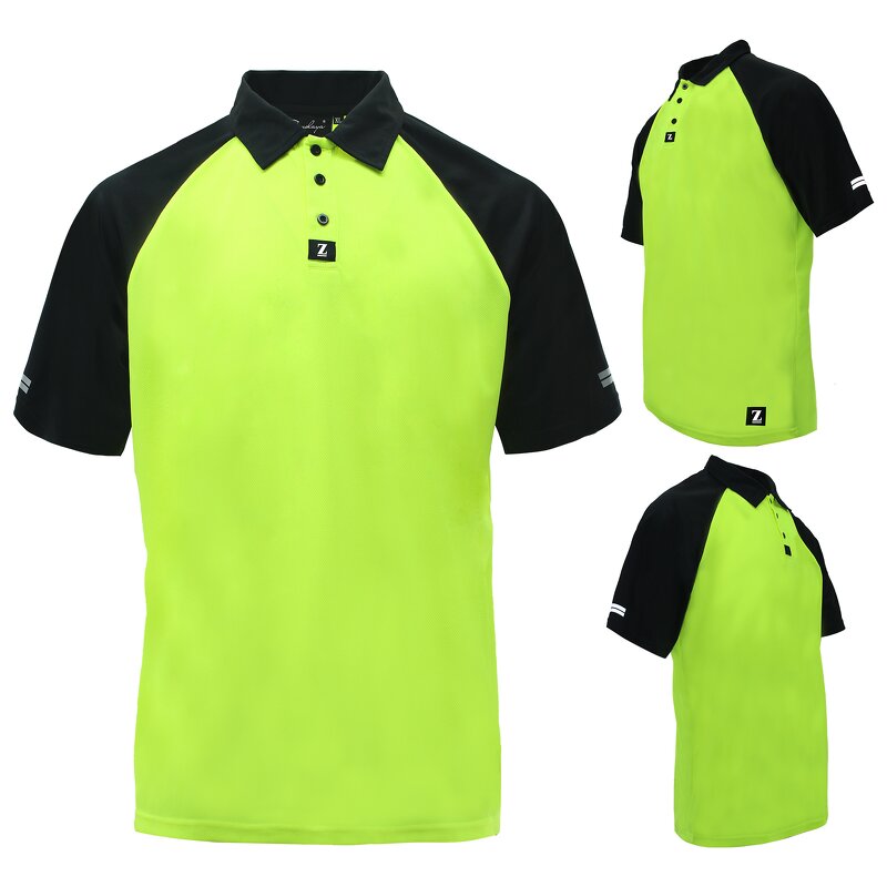 Men's Hi Vis Polo T-Shirt Manufacturer - 100% Polyester High Visibility Customizable Workwear Reflective Fluorescent for Summer RP-01S