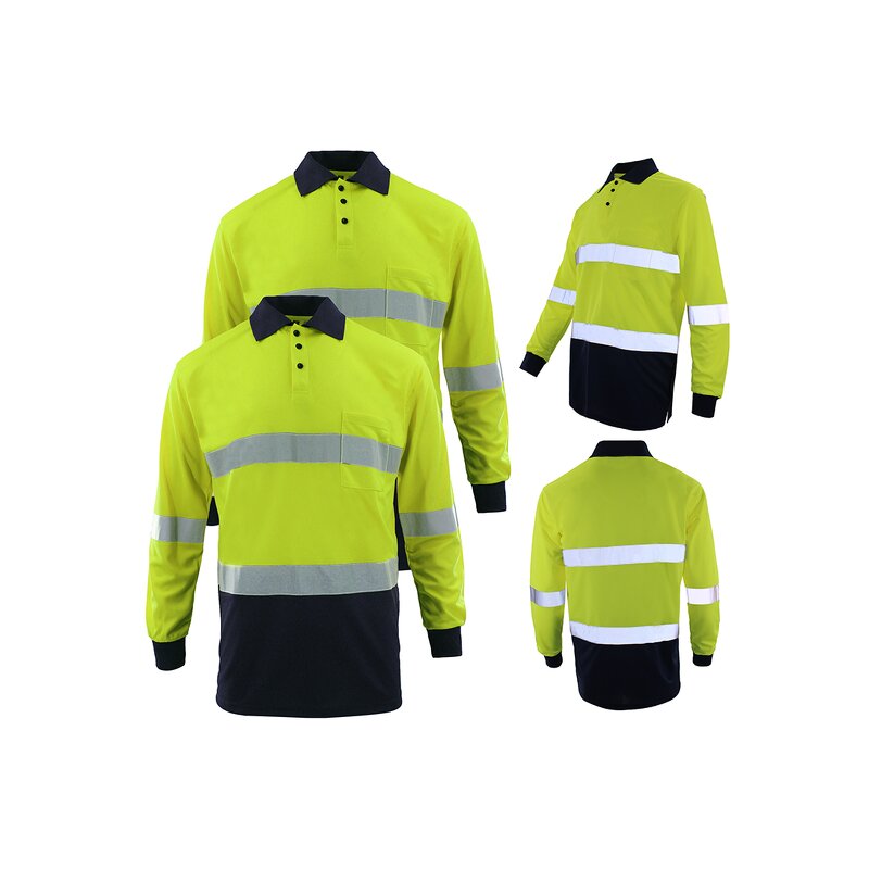 Hi Viz Safety Polo Shirt Manufacturer - 100% Polyester Blue with LED Flash Reflective for Mining & Construction WP-01L