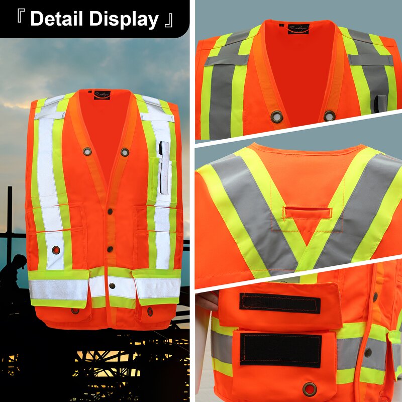 Men's Reflective Safety Vest Manufacturer - High Visibility for Security Construction Traffic Control Engineering Customizable Logo VE11