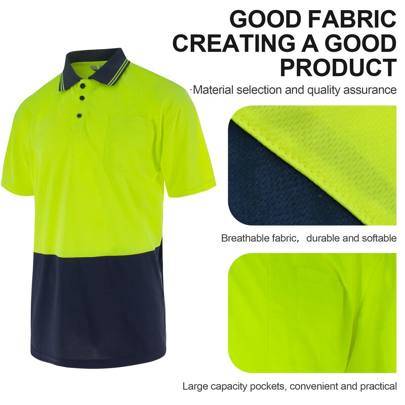 Hi Vis Polo Shirt Manufacturer - with LED Flash Short Sleeve Safety Camisas Orange Green Reflective Customizable Logo FG-18S