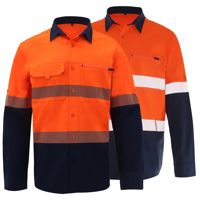 Hi Vis Workwear Shirt Manufacturer - Customized Logo 100% Polyester Ripstop Soft Safety Reflective for Engineering ZW470