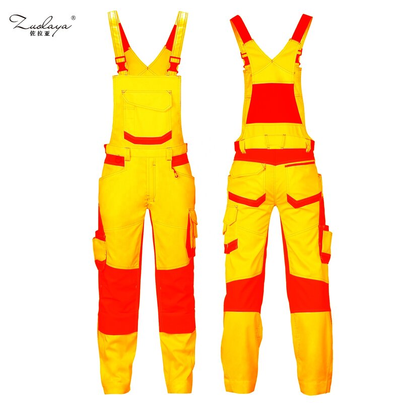 Men's Hi Vis Cargo Bib Pants Manufacturer - Custom Multi Pockets Reflective Tape Working Uniform