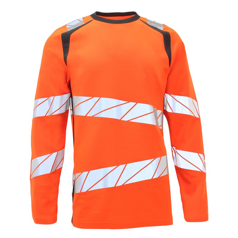 Hi Vis Fluorescent T-Shirt Manufacturer - Customizable Knitting Round Neck Long Sleeve Work Safety Orange with Custom Logo