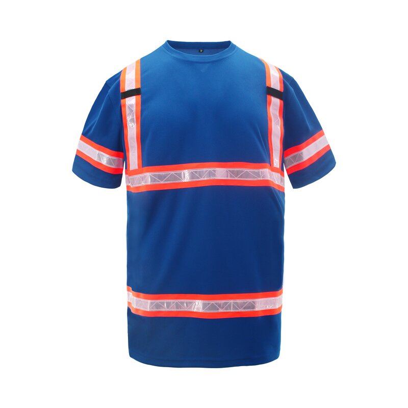 Reflective Safety T-Shirt Manufacturer - ANSI Standard Breathable Quick Dry Short Sleeve Work Wear for Construction Blue SS-05