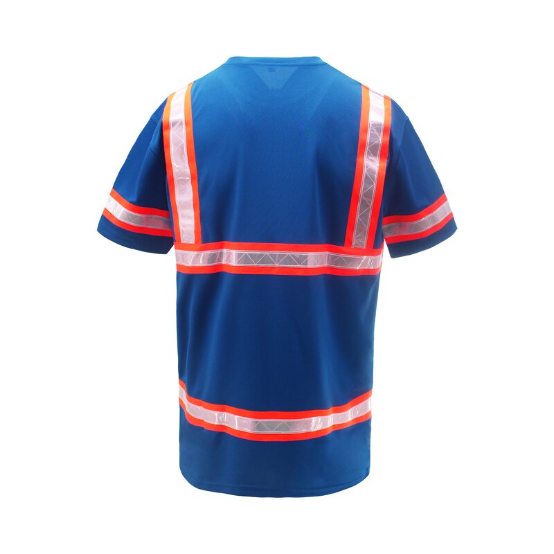 Reflective Safety T-Shirt Manufacturer - ANSI Standard Breathable Quick Dry Short Sleeve Work Wear for Construction Blue SS-05