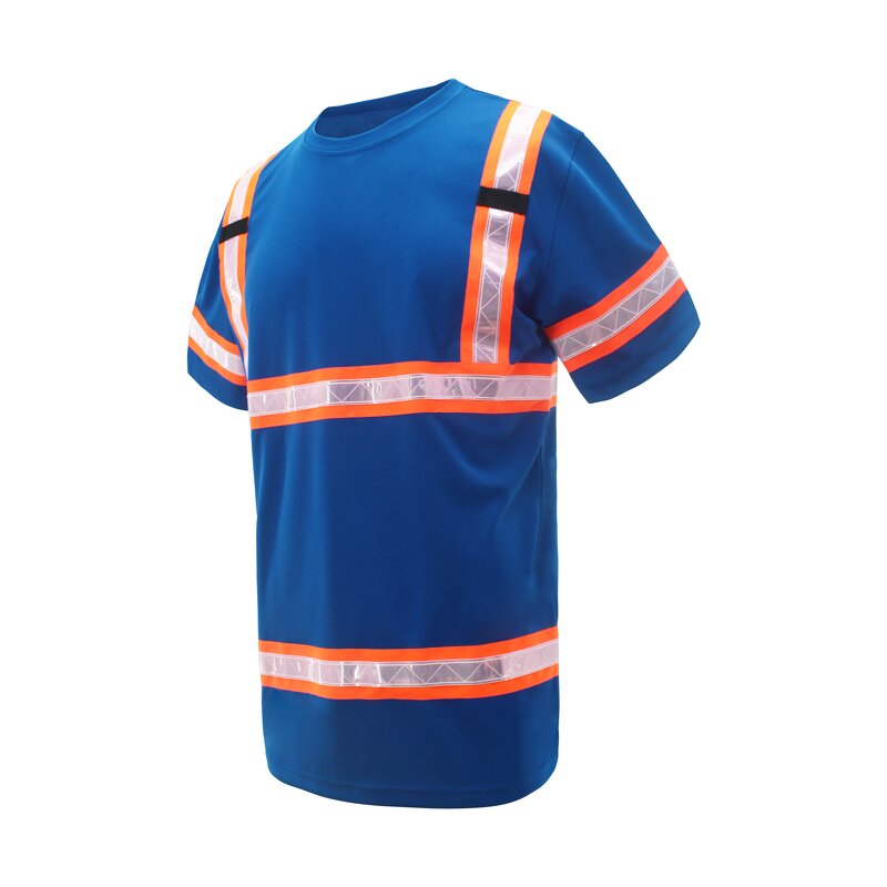 Reflective Safety T-Shirt Manufacturer - ANSI Standard Breathable Quick Dry Short Sleeve Work Wear for Construction Blue SS-05