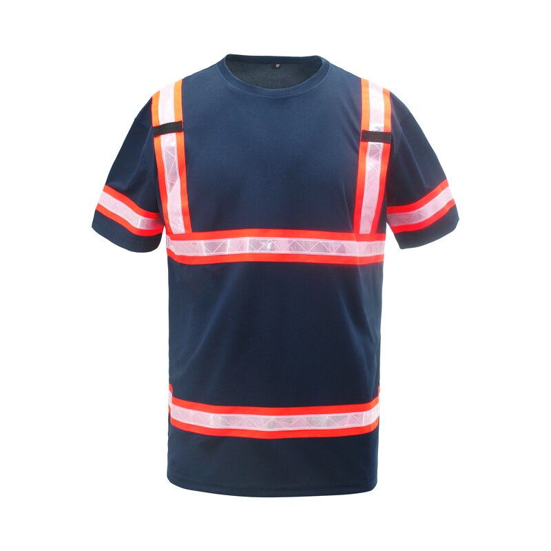 Reflective Safety T-Shirt Manufacturer - ANSI Standard Short Sleeve Work Wear for Construction Engineers Navy SS-05