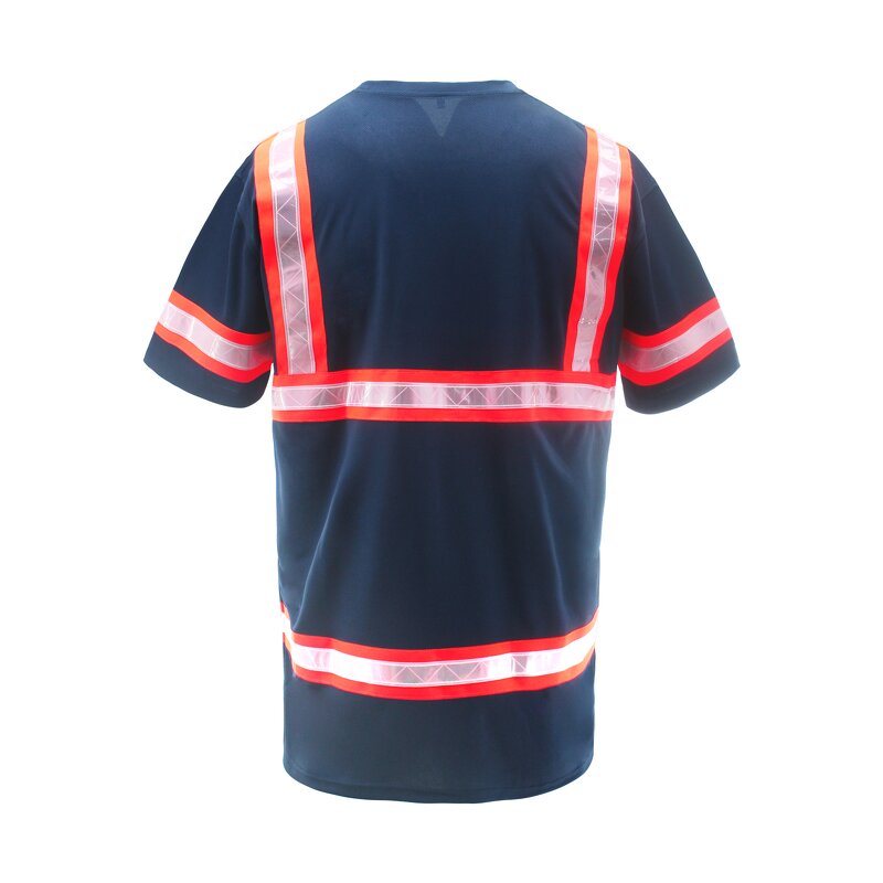 Reflective Safety T-Shirt Manufacturer - ANSI Standard Short Sleeve Work Wear for Construction Engineers Navy SS-05